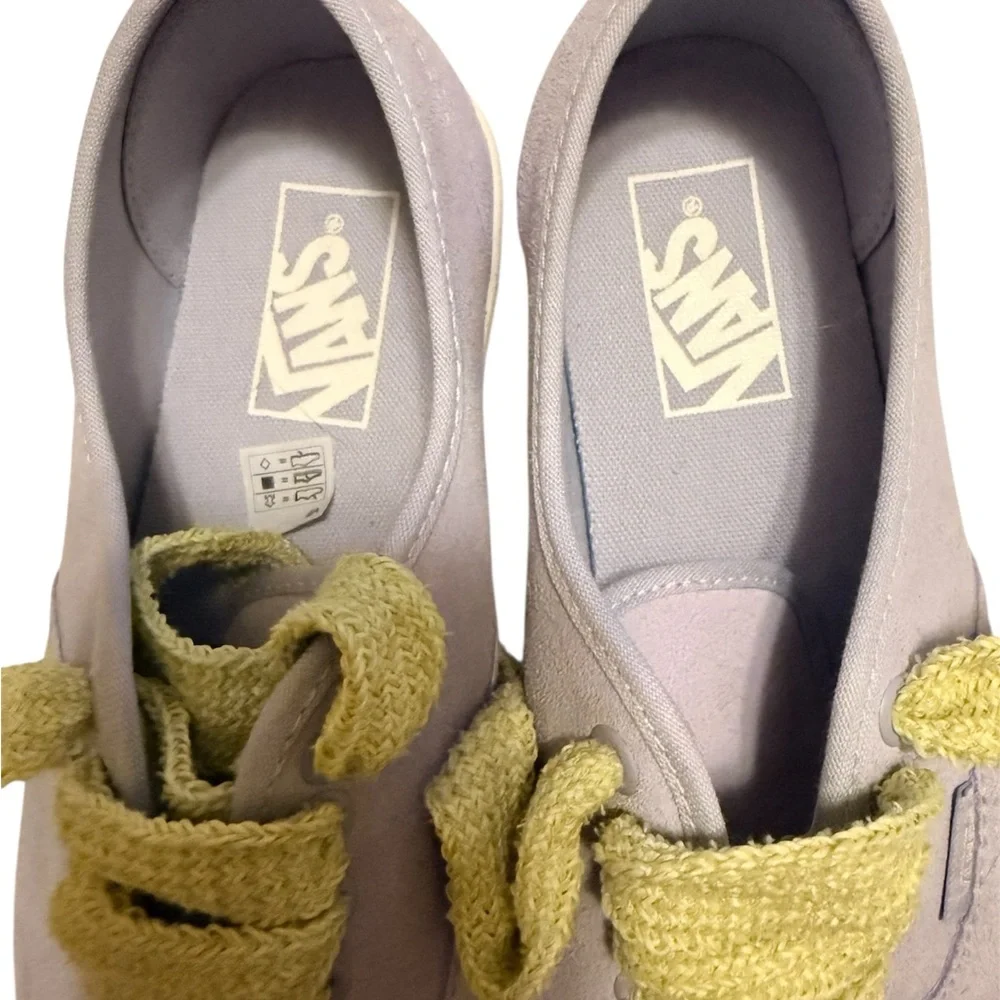 Vans Lavender Suede Sneakers with Lime Green Laces